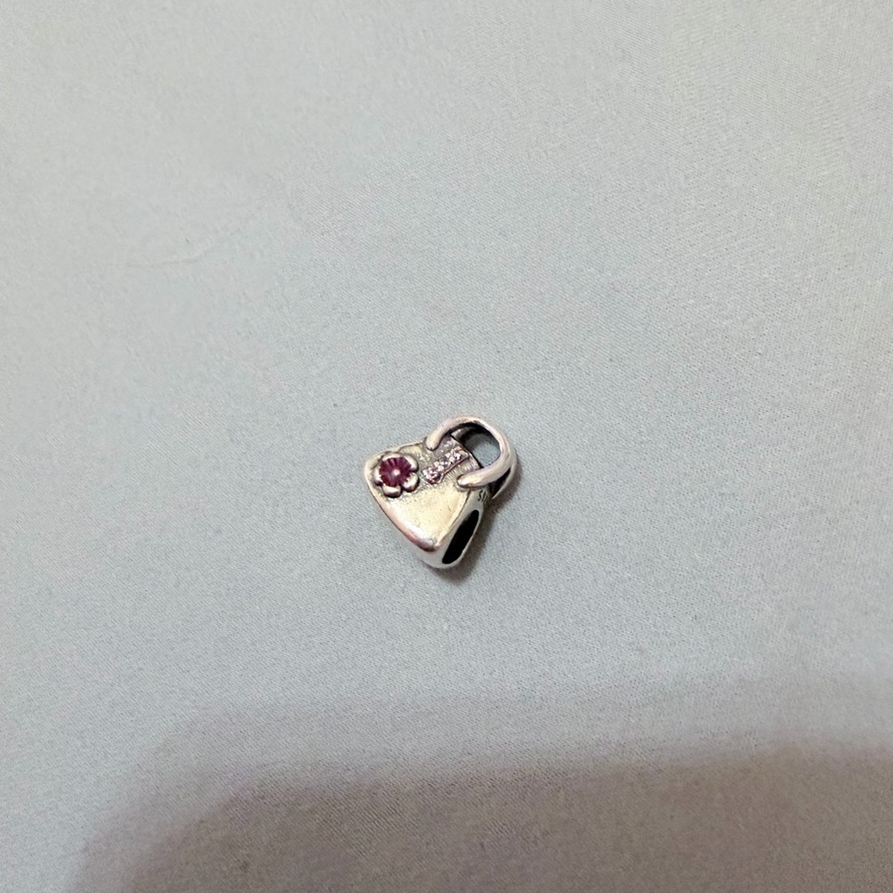 Silver & Pink Handbag Charm - Picture 2 of 7